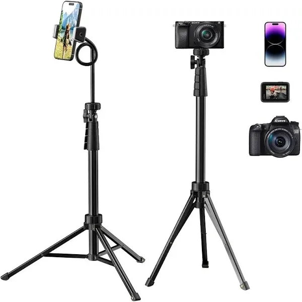 Eicaus 88'' Flexible Cell Phone Tripod with 14.95'' Gooseneck, Phone Mount and Remote, Overhead Tall Phone Stand＆Selfie Stick for Video Recording, Compatible with iPhone Android, Camera