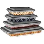 SereneLife Home Rectangular Glass Bakeware Set - 4 Sets of High Borosilicate with PE Lid