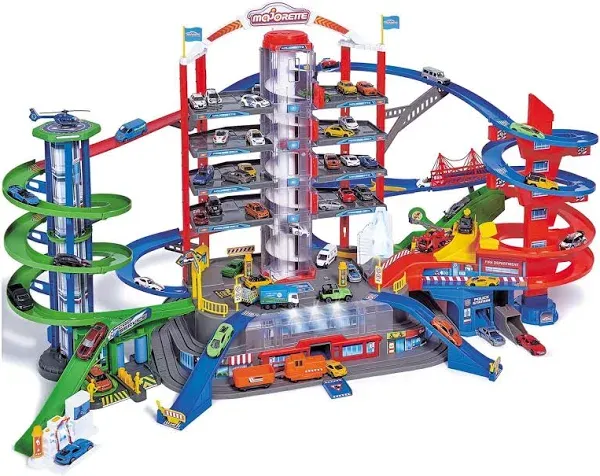 Dickie Toys Majorette Super City Garage Playset With 6 Die-Cast Cars