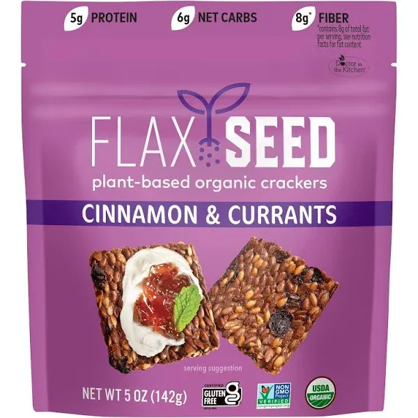 Doctor in The Kitchen: Flackers Organic Flax Seed Crackers- Cinnamon & Currants, 5 oz