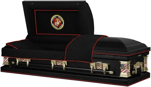 Veteran Select | Marines Black Steel Casket, Black Interior