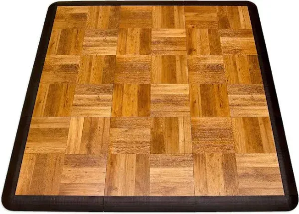 Big Floors 3X3DKOAKFLOOR Interlocking Lightweight Plastic Modular Dance Floor Kit (3' x 3'), Dark Oak, 21 Piece