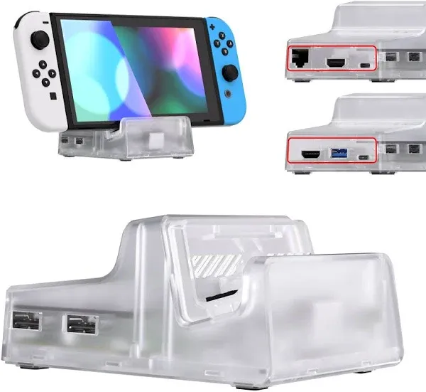 eXtremeRate AiryDocky DIY Kit White Replacement Case for Nintendo Switch Dock, Redesigned Portable Mini Dock Shell Cover for Nintendo Switch OLED - Shells Only, Dock & Circuit Board Chip NOT Included