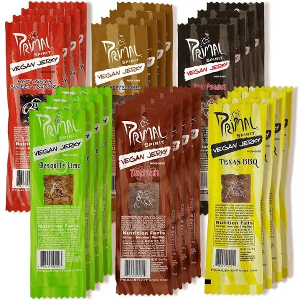 Primal Spirit Vegan Jerky Sampler Pack - 24-Pack, 1 oz