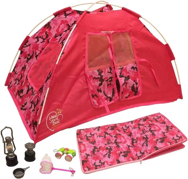 The New York Doll Collection Camping Set for 18 inch Dolls - Super Cute Doll Camping Set - Light up Lantern - Safety Tested