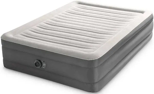 Intex Queen Air Mattress 80&#034; Inflatable Bed w/ Lumbar Support + Built in Pump