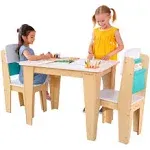 Kidkraft Wooden Pocket Storage Table & 2 Chair Furniture Set, Natural