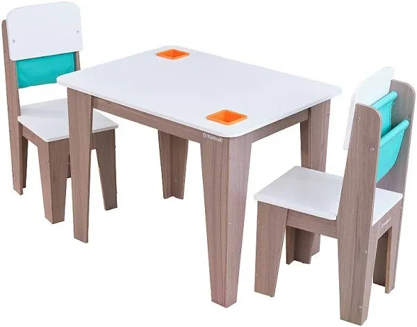 KidKraft Wooden Pocket Storage Table and 2 Chair Furniture Set