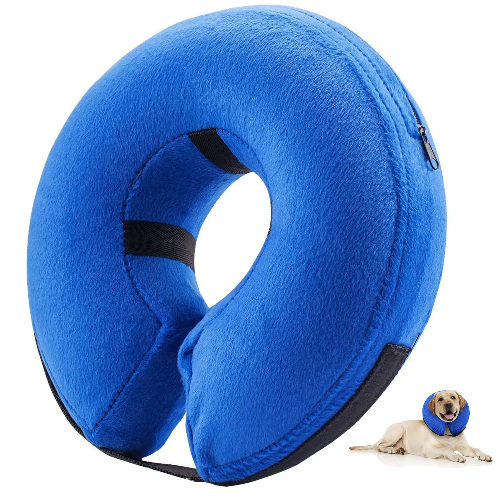 Dog Cone After Surgery, Protective Inflatable Collar, Blow Up Dog Collar, Pet Recovery Collar for Dogs and Cats Soft (Large(12"-18"), Blue)