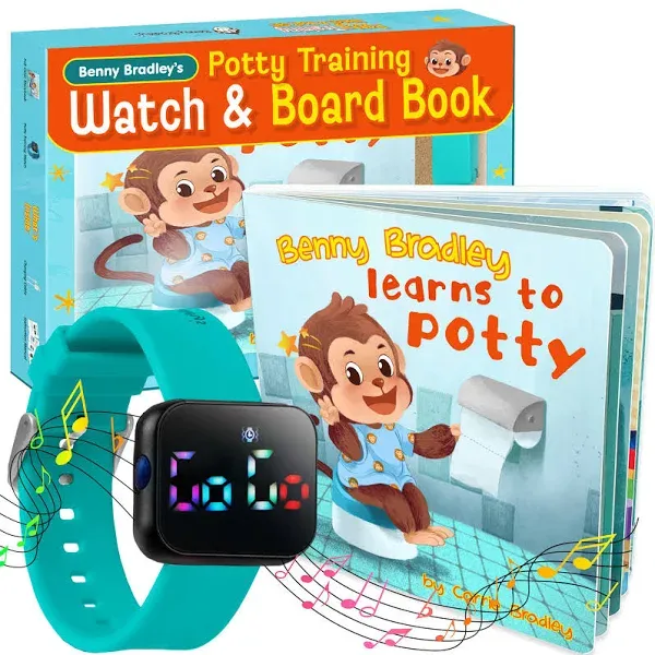 Benny Bradley's Potty Training Watch & Board Book for Kids – A Water Resistant Potty Reminder Device for Boys & Girls - Train Your Toddler with Fun