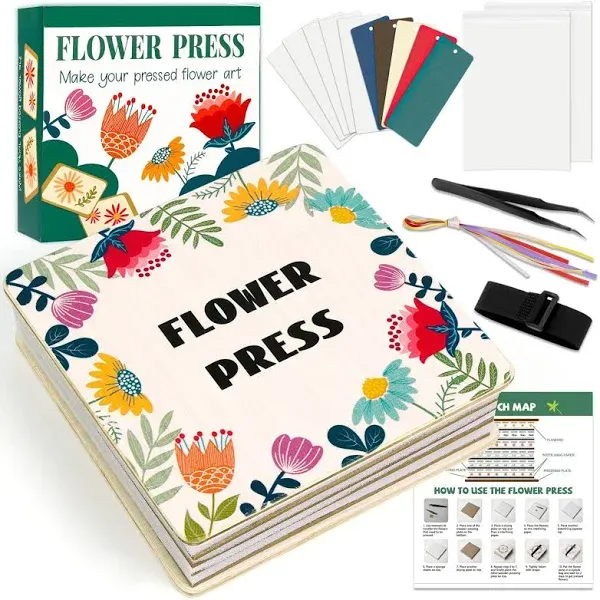 Large Professional Flower Press Kit, 6 Layers 10.8 x 6.9 inch DIY Flower Pres...