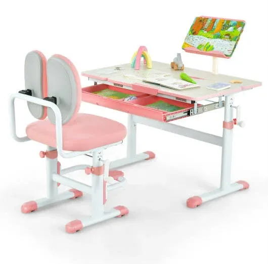 Costway Height-Adjustable Kids Desk and Chair Set