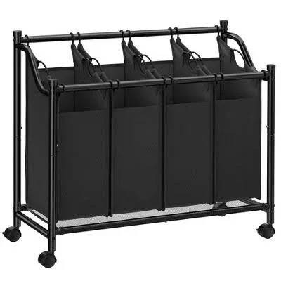 SONGMICS Heavy-Duty 4-Bag Rolling Laundry Sorter