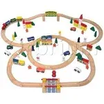 Orbrium Toys 100 Piece Triple Loop Wooden Train Set Track Generic Fits Thomas Brio