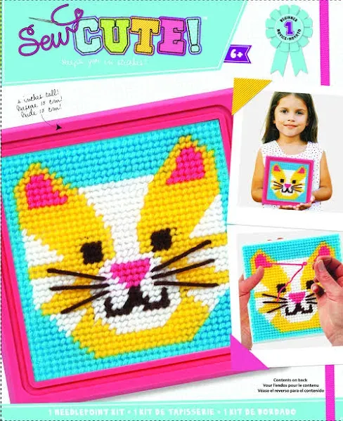 Colorbok Cat Learn to Sew Needlepoint Kit