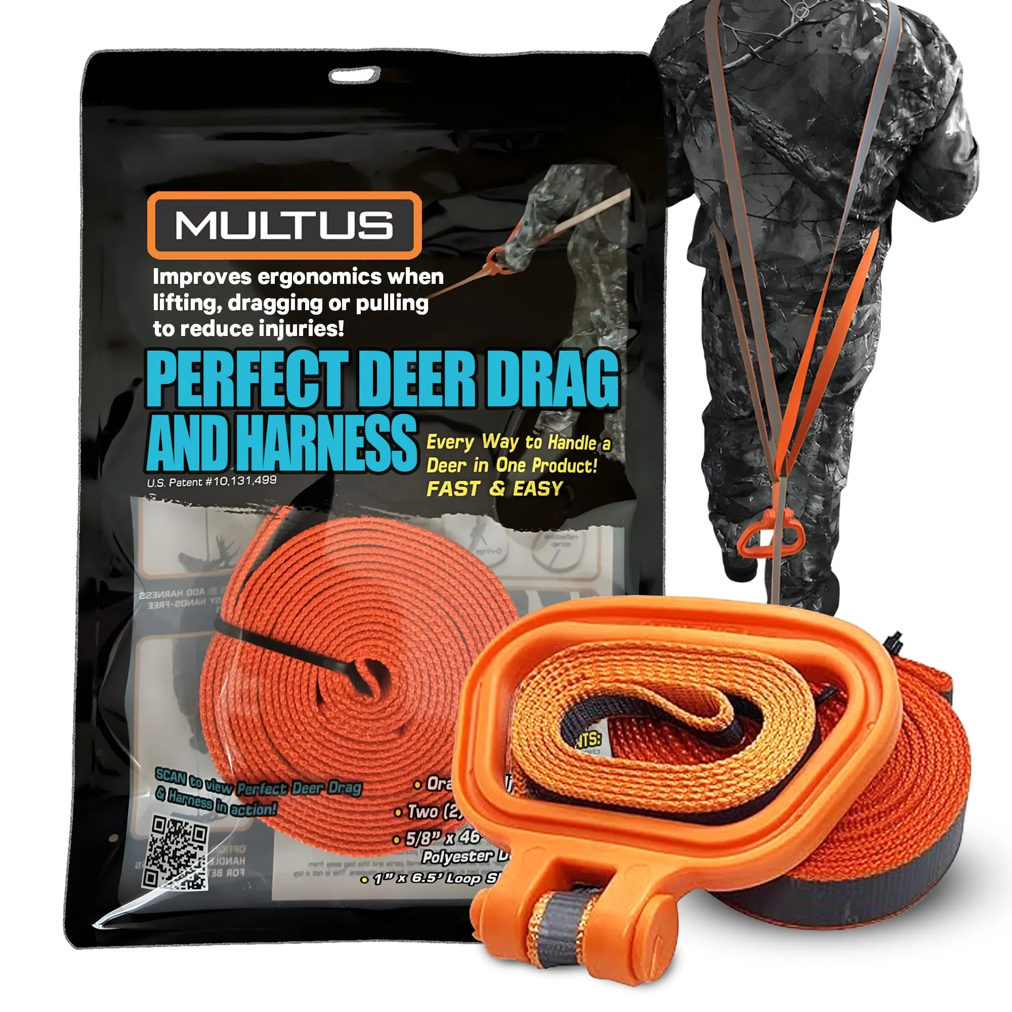 MULTUS: Deer Drag and Harness Hunting Gift For Men Every Way to Drag a Deer in ONE Product Fast & Easy! Hunting Gear Deer Dragging Rope