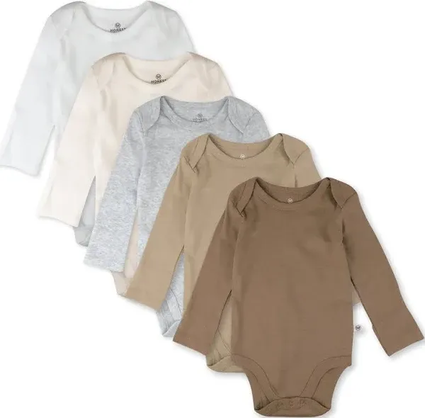 HonestBaby 5-Pack Organic Cotton Long Sleeve Bodysuits