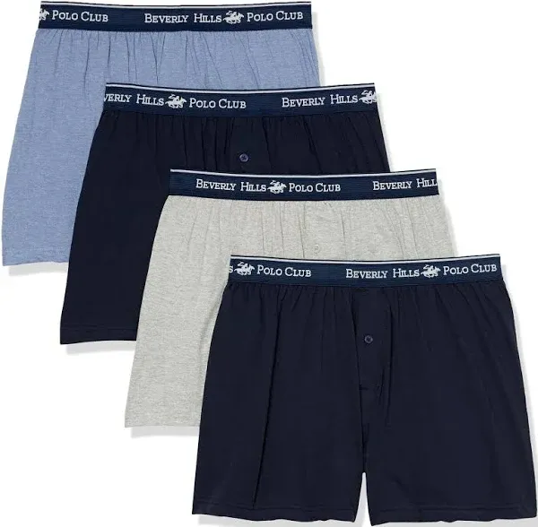 Beverly Hills Polo Club Mens Knit Boxers MEDIUM Underwear Cool&amp;Breathabl<wbr/>e 4-Pack