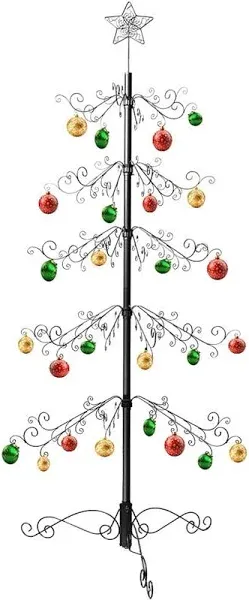 HOHIYA 84 Inch Wrought Iron Christmas Tree Ornament Display Stand