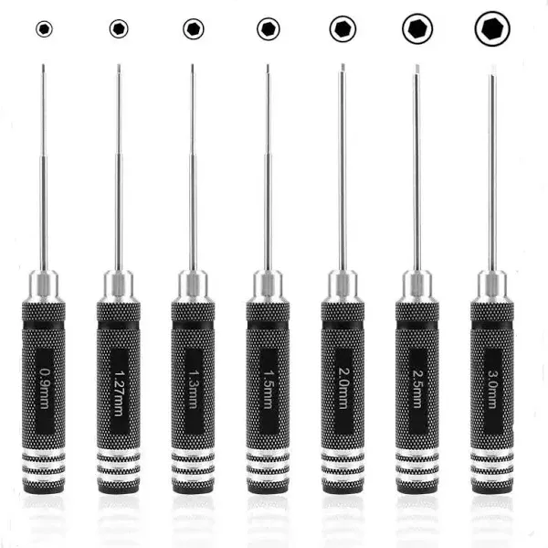 Unmatched 7 Piece Hexagonal Wrench Screwdrivers Set for RC Models and Hobbyists