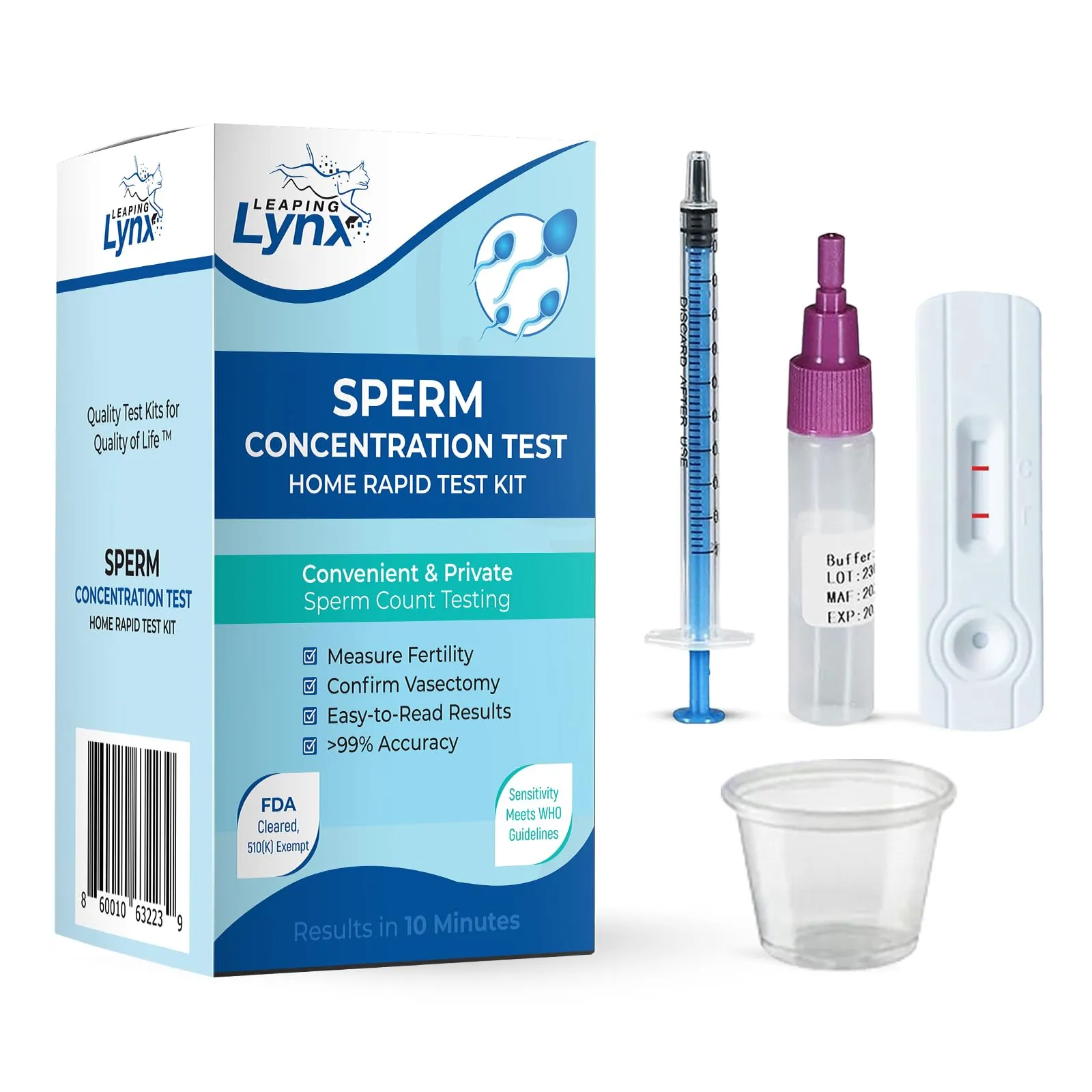 Leaping Lynx Fertility Test Kit for Men, Shows Normal or Low Sperm Count