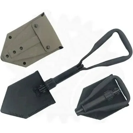 Tri-Fold Entrenching Tool (E-Tool), Genuine Military Issue, with Shovel Cover