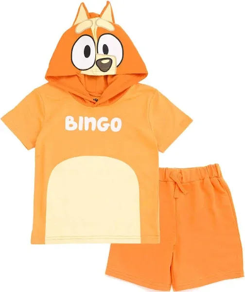 Bluey Hooded Cosplay T-Shirt and French Terry Shorts Outfit Set Toddler to Little Kid