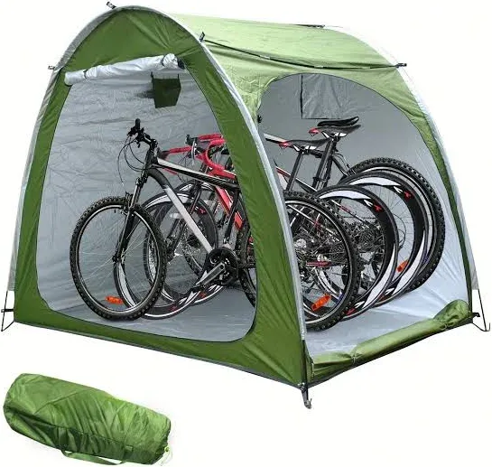 Outdoor Bike Covers Storage Shed Tent, 210D Oxford Foldable Waterproof Bicycle Shed for Bikes, Garden Tools, Lawn Mover (Black/2 Bike)