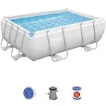 Bestway: Power Steel 9'3" x 6'5" x 33" Above Ground Pool Set - 937 Gallons, Rectangular Outdoor Family Pool, Corrosion & Puncture Resistant, Includes ChemConnect Dispenser, Filter & Pump