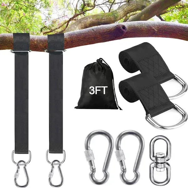 Safe Tree Swing Hanging Straps Kit, 3FT/10FT/15FT/20FT, Heavy Duty Holds 5500LBS Extra Long Adjustable Tree Swing Straps, Easy & Fast Way to Hang Any Swing or Hammock(3 FT)