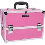 Shany Essential Pro Makeup Train Case with Shoulder Strap and Locks - Pink