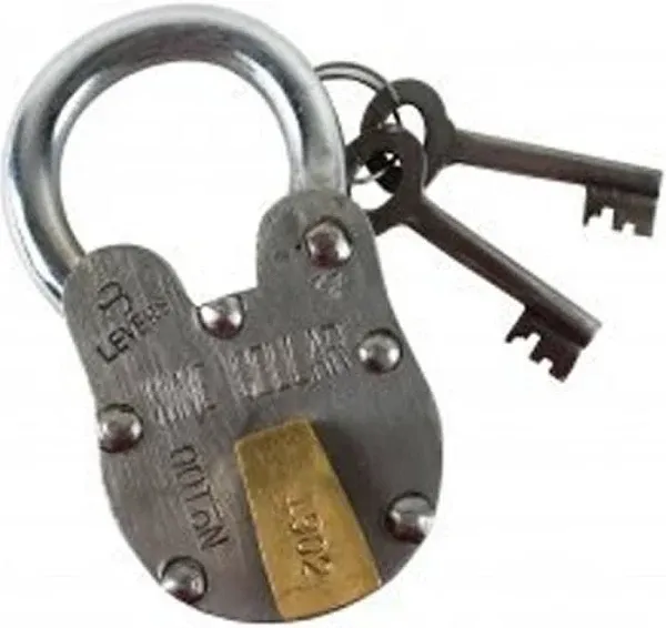 Antique Style Wine Cellar Padlock with 2 Skeleton Keys