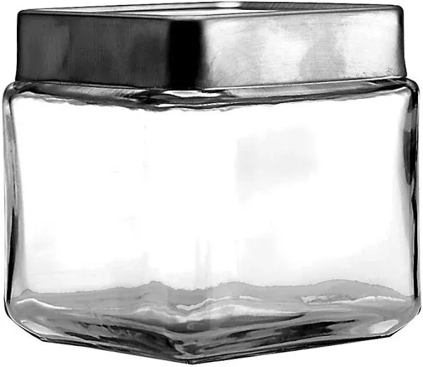 Anchor Hocking 1-Quart Stackable Jars with Brushed Aluminum Lid, Set of 6