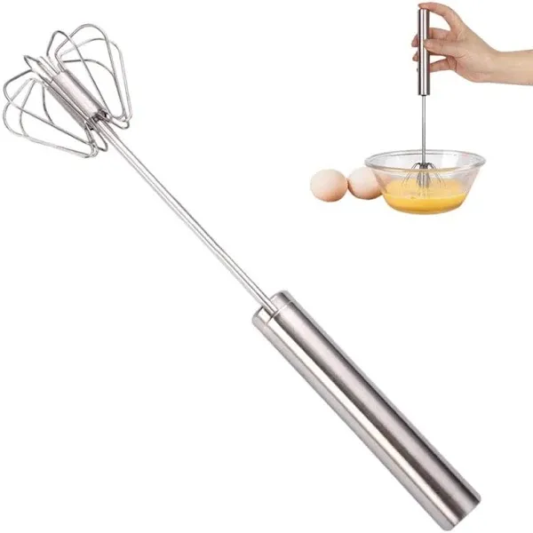 Newness Whizzy Whisk, Stainless Steel Semi Automatic Whisk Blender for Home -Versatile Tool for Egg Beater, Milk Frother, Hand Push Whisk - Kitchen Utensil for Blending, Whisking, Beating & Stirring