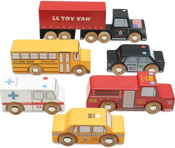 Le Toy Van New York Car Set Premium Wooden Toys for Kids Ages 3 Years & Up