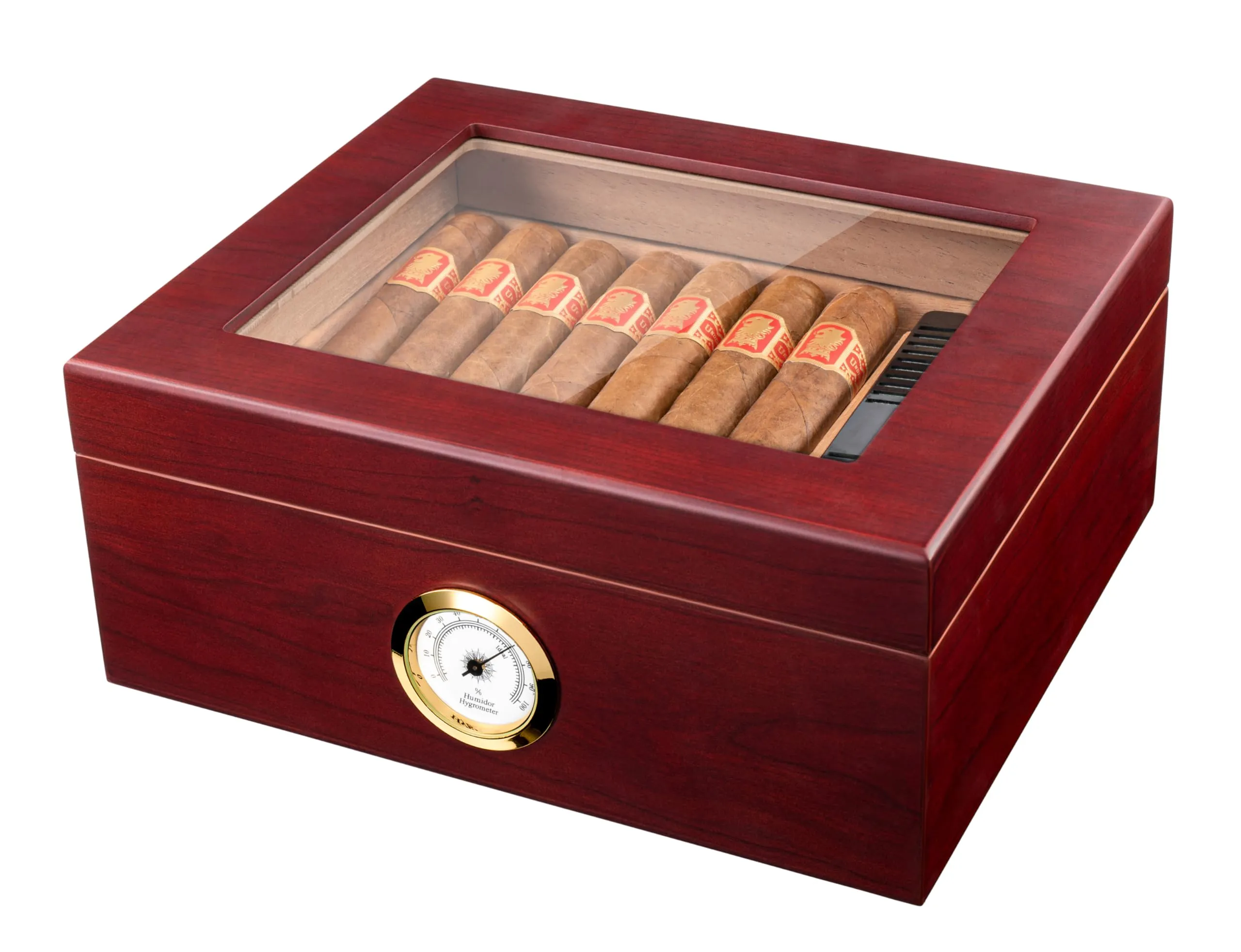 Premium Cigar Humidor for 25-50 Cigars - Elegant Humidor humidor with Hygrometer and Humidifier - Cedar Lined Cigar Box for Optimal Humidity Control