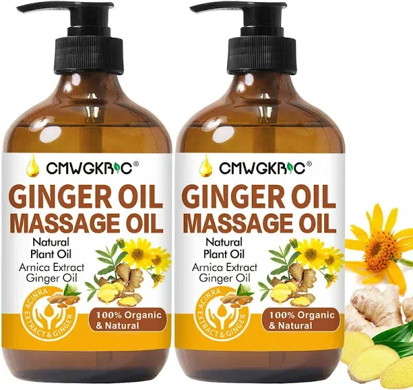 2 Pack Ginger Oil Lymphatic Drainage Massage,Belly Drainage Ginger Oil-Warming Tired Sore Muscle Ginger Massage Oils With Natural Arnica Extract,Grapeseed Oil,Vitamin E Massage Oil for Massage Therapy