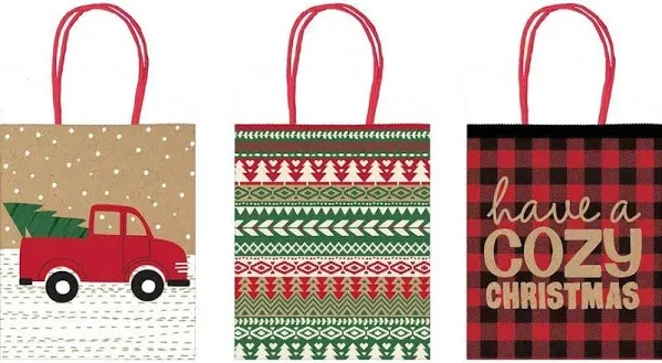 Amscan Cozy Christmas Vertical Gift Bags