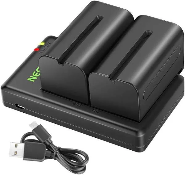 Neewer Dual L-Series/Np-F750 5600mAh Batteries + Dual USB Fast Charger Set Battery &,Sony