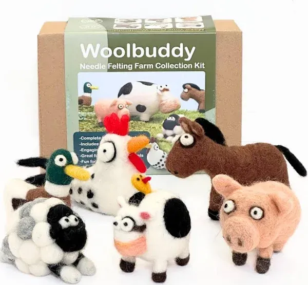 Woolbuddy Needle Felting Kit Farm Animals Felting Kit for Beginners Adult