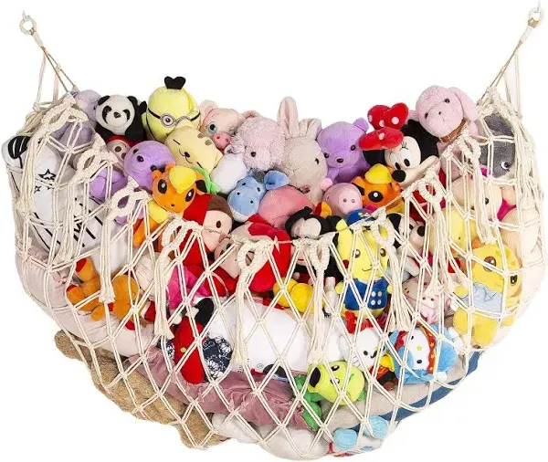 Stuffed Animal Net or Hammock Wall Hanging for X-Large, Cream 