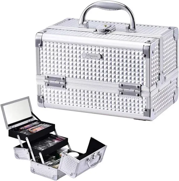 Joligrace Makeup Box Cosmetic Train Case Jewelry Organizer