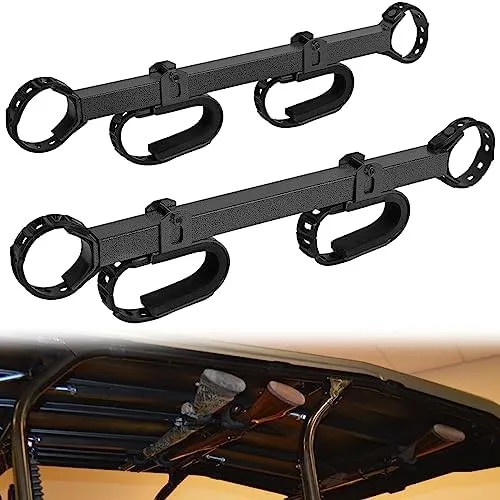 20079 Overhead in-Cab Gun & Bow Rack Carrier Fits for 1.5” - 2.0” Round Cages & Profiled Tubes, Compatible with UTV Can-Am Yamaha Kawasaki Kubota Polaris Gravely Honda SxS Roll Cage Mount