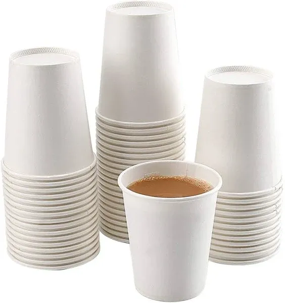 Paper Cups, 150 Pack 8 Oz Paper Cups, White Paper Coffee Cups 8 Oz Disposable...