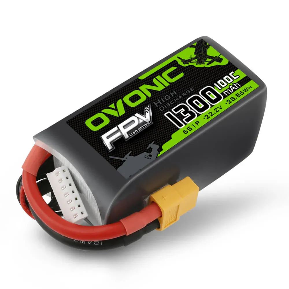 Ovonic 6S Lipo Battery 100C 1300mAh 22.2V Lipo Battery with XT60 Connector for Rc FPV Racing Drone Quadcopter