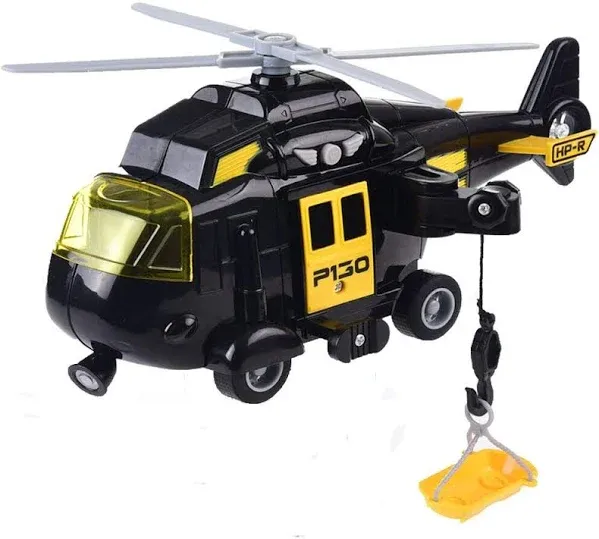 OMGTOY Military Helicopter, Airforce Airplane Toy with Hanging Basket Black