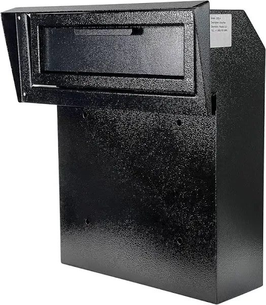 Pochar Rainproof Heavy Duty Mailbox Door Drop Box - Galvanized Steel Weatherproof Mailbox for Keys, Deposit, Payment, Mails - Through The Door Mail Drop Box (Black)