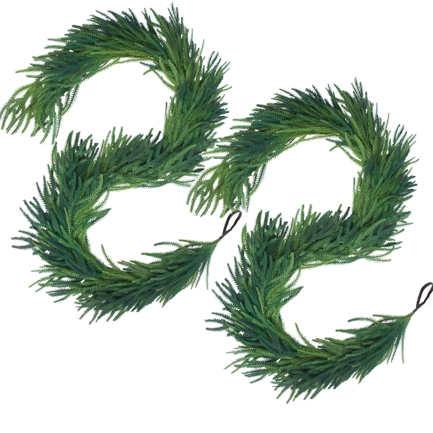 Christmas Garlands Norfolk Pine Garland Faux Greenery Pine Garland for Indoor Outdoor Holiday Decor (2, 9 FT)