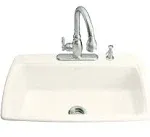 Kohler K-5863-4-96 Cape Dory 33" Top-Mount Single-Bowl Kitchen Sink in Biscuit