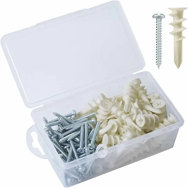 KURUI #8 Self Drilling Drywall Anchors, 100PCs Dry Wall Anchors and Screws... 